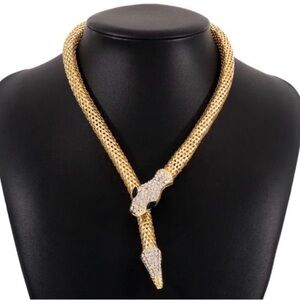 18k Gold Plated Snake Necklace Magnetic Adjustable Design